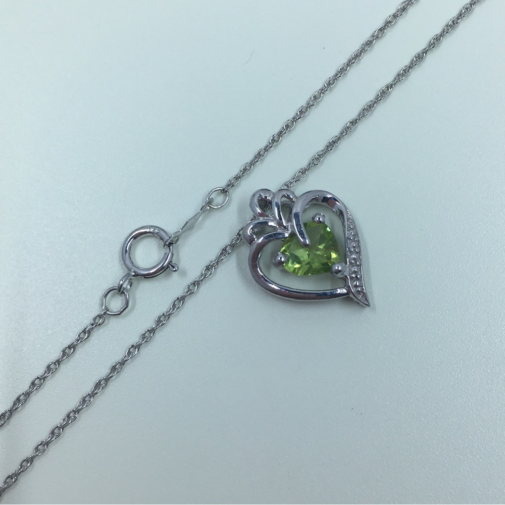 Sterling Silver Peridot Heart Necklace